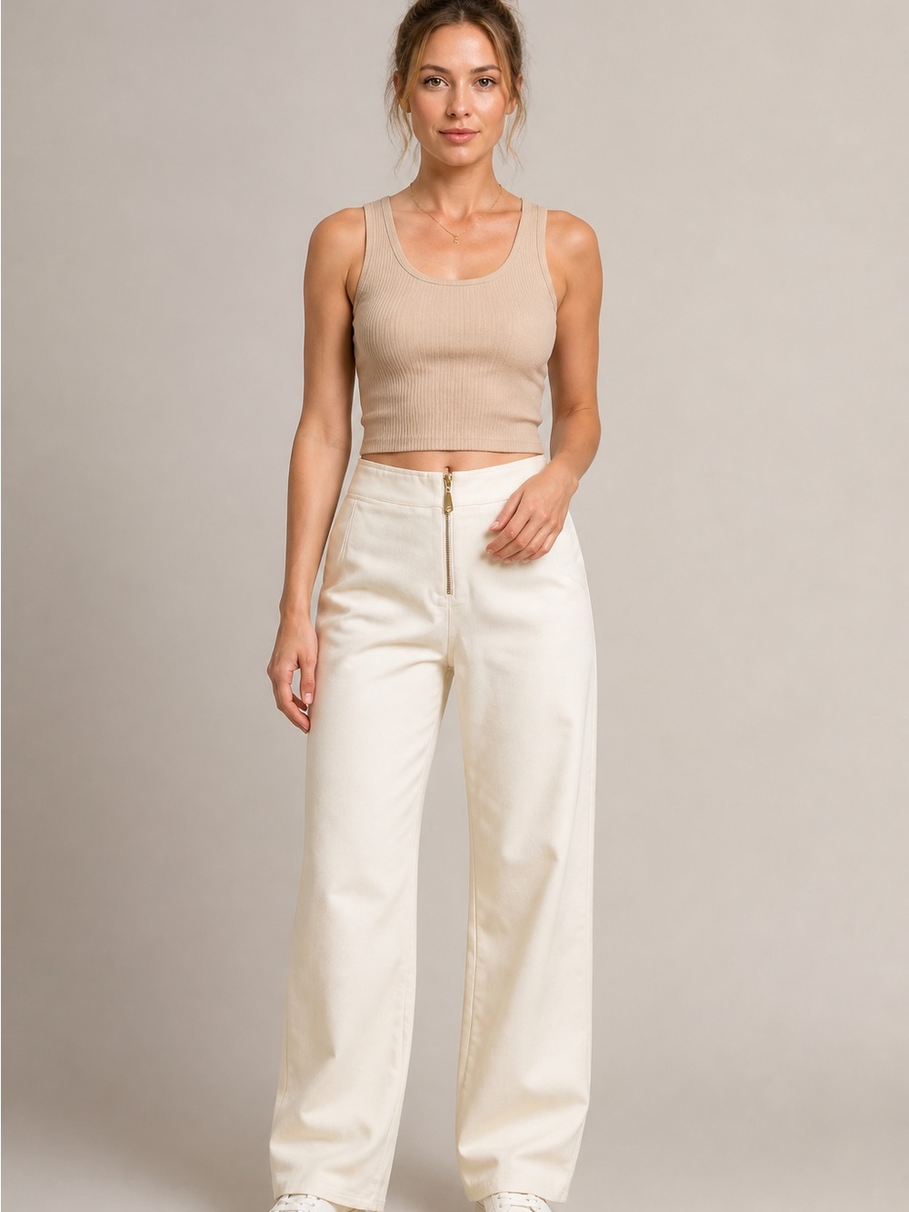 NWOT High-Rise Trousers in Ivory